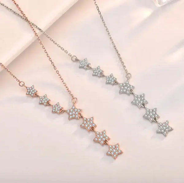 LOVCIA Women CZ Stars 925 Sterling Silver Necklace