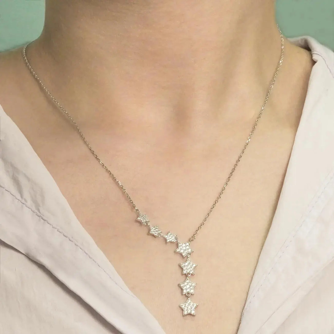 LOVCIA Women CZ Stars 925 Sterling Silver Necklace