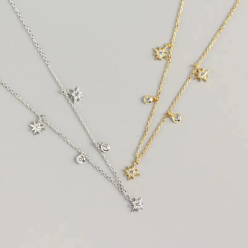 Lovcia Women CZ Stars 925 Sterling Silver Necklace-Necklaces-Silver-Silver