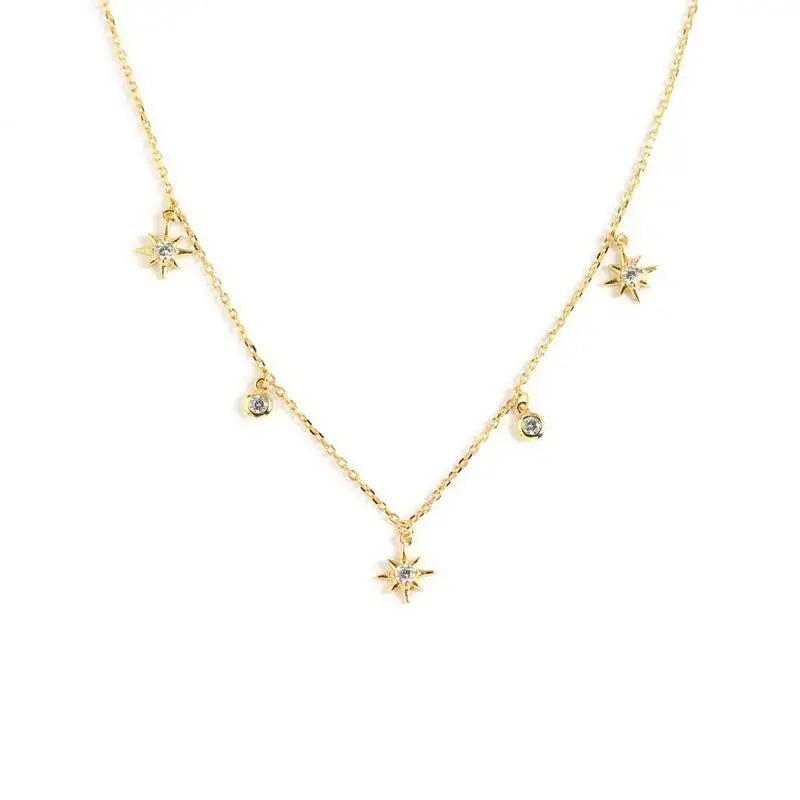 Lovcia Women CZ Stars 925 Sterling Silver Necklace-Necklaces-Silver-Silver