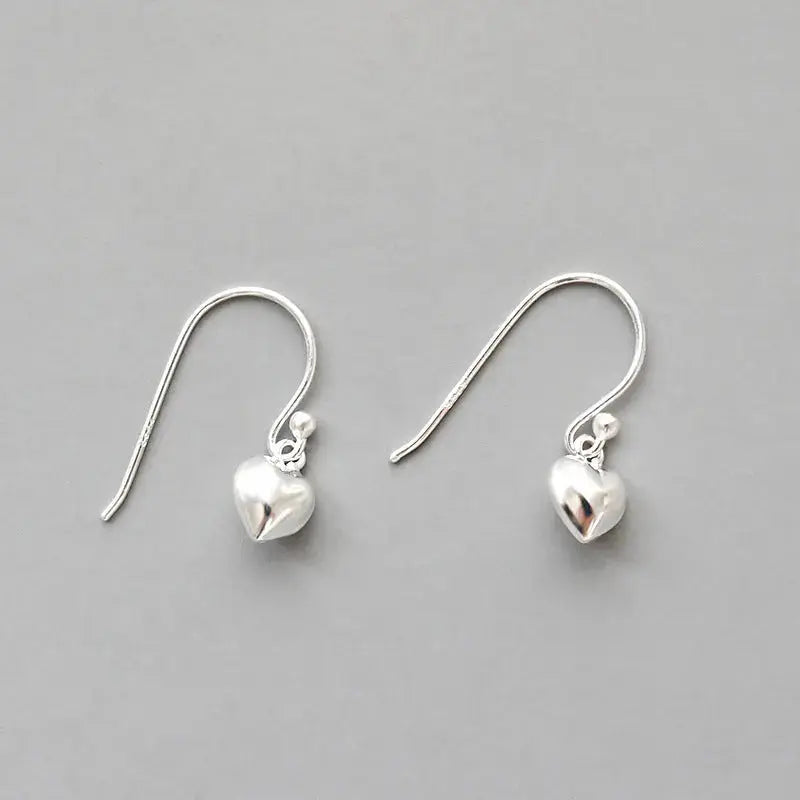 Lovcia Women Heart Love Simple 925 Sterling Silver Dangling Earrings-Earrings-Rhodium-Rhodium