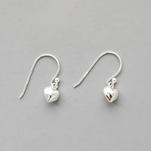 Lovcia Women Heart Love Simple 925 Sterling Silver Dangling Earrings-Earrings-Rhodium-Rhodium
