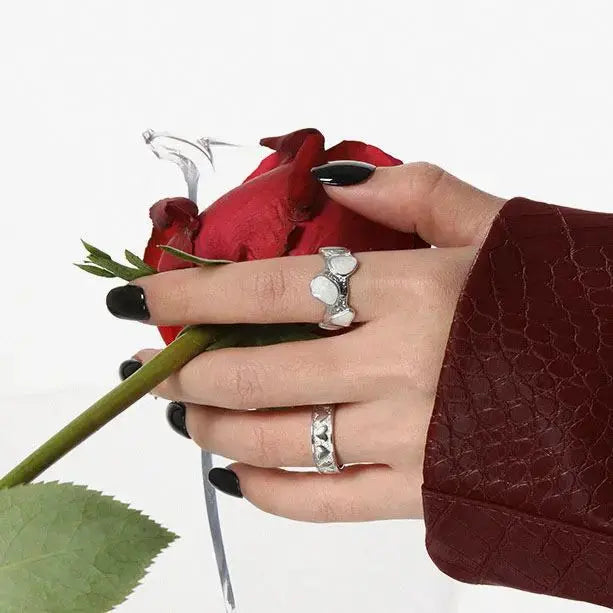 Lovcia Women Hearts Love 925 Sterling Silver Adjustable Ring-Rings-Rhodium-Rhodium