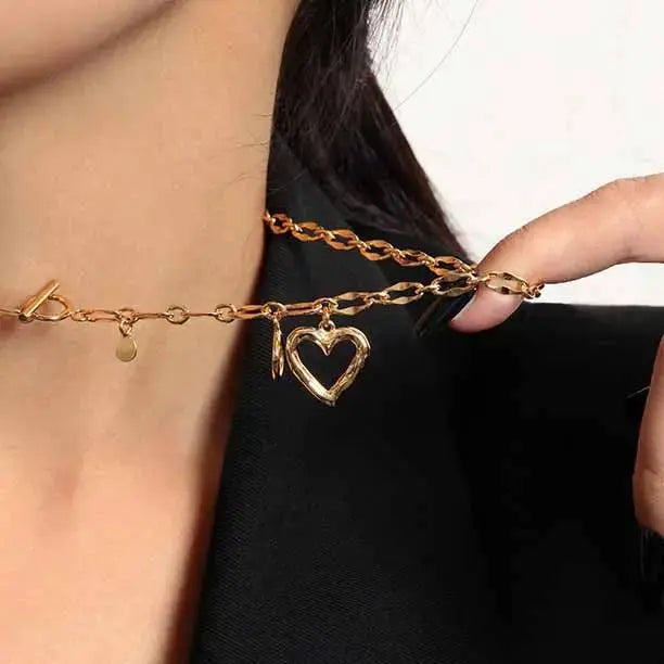 Lovcia Women Hollow Heart Chain 925 Sterling Silver Necklace-Necklaces-Silver-Silver