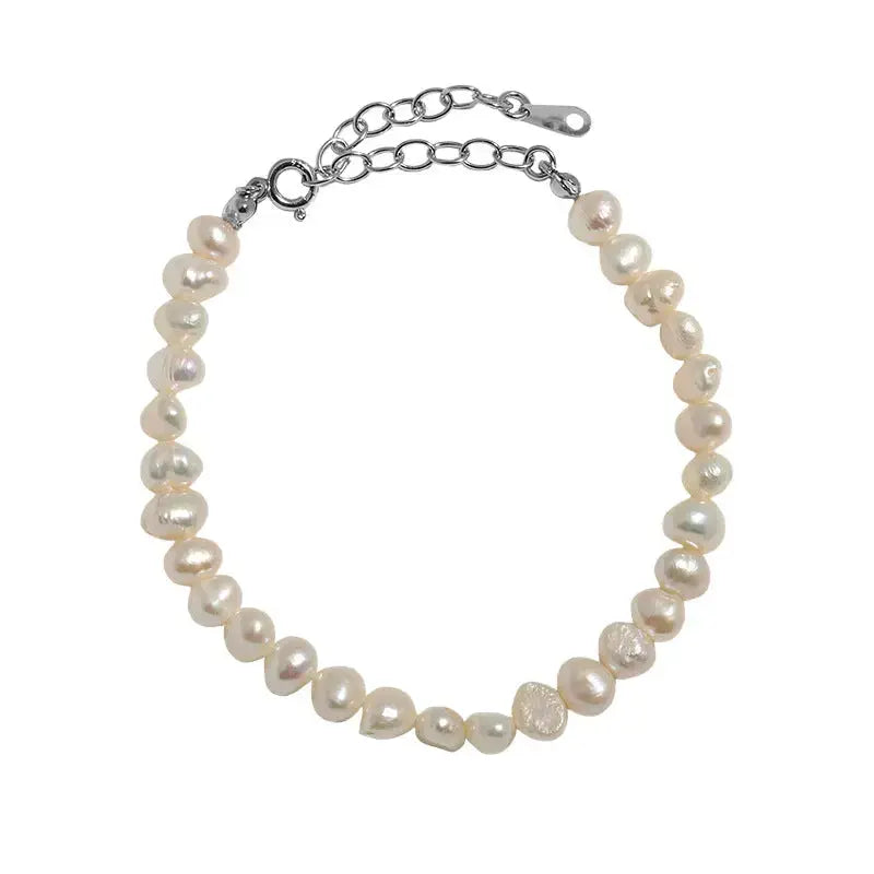 Lovcia Women Irregular Natural Pearls 925 Sterling Silver Bracelet-Bracelets-Rhodium-Rhodium