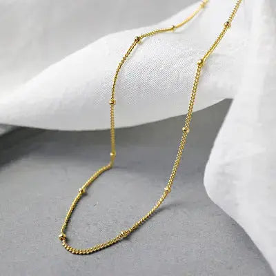 Lovcia Women Mini Beads 925 Sterling Silver Choker Necklace-Necklaces-Yellow Gold-Yellow Gold
