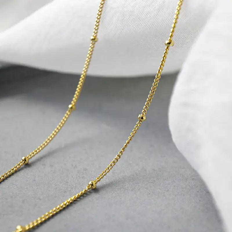 Lovcia Women Mini Beads 925 Sterling Silver Choker Necklace-Necklaces-Yellow Gold-Yellow Gold