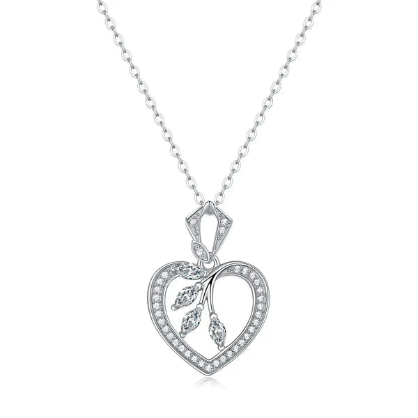 Lovcia Women Moissanite Hollow Heart Necklace 925 Silver-Necklaces-Moissanite CZ ( Certificate Included )-Moissanite CZ ( Certificate Included )
