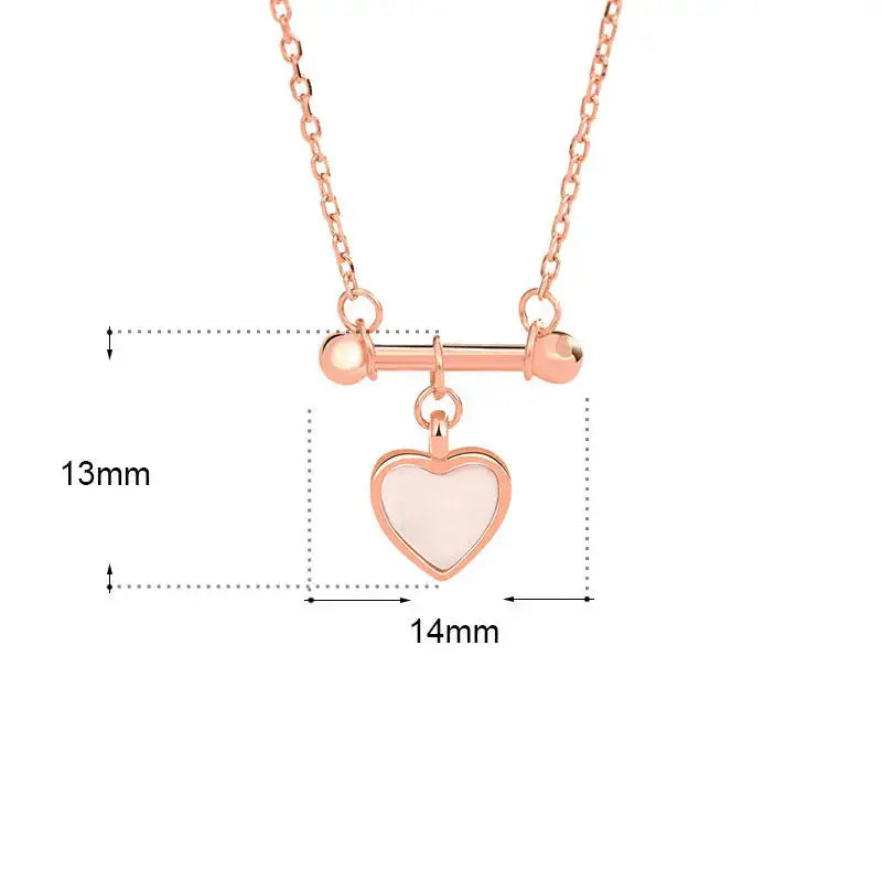 Lovcia Women Mother of Shell Love Heart 925 Sterling Silver Necklace-Necklaces-Silver-Silver