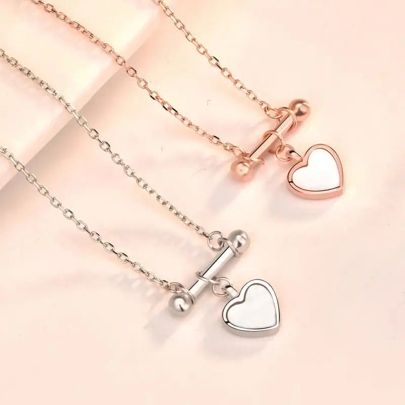 Lovcia Women Mother of Shell Love Heart 925 Sterling Silver Necklace-Necklaces-Silver-Silver