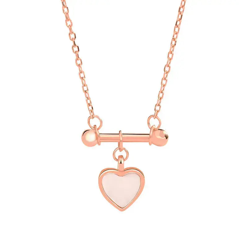 Lovcia Women Mother of Shell Love Heart 925 Sterling Silver Necklace-Necklaces-Silver-Silver