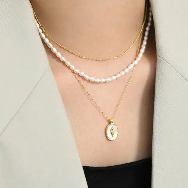 Lovcia Women Natural Pearl Water drop 925 Sterling Silver Necklace-Necklaces-Rhodium-Rhodium