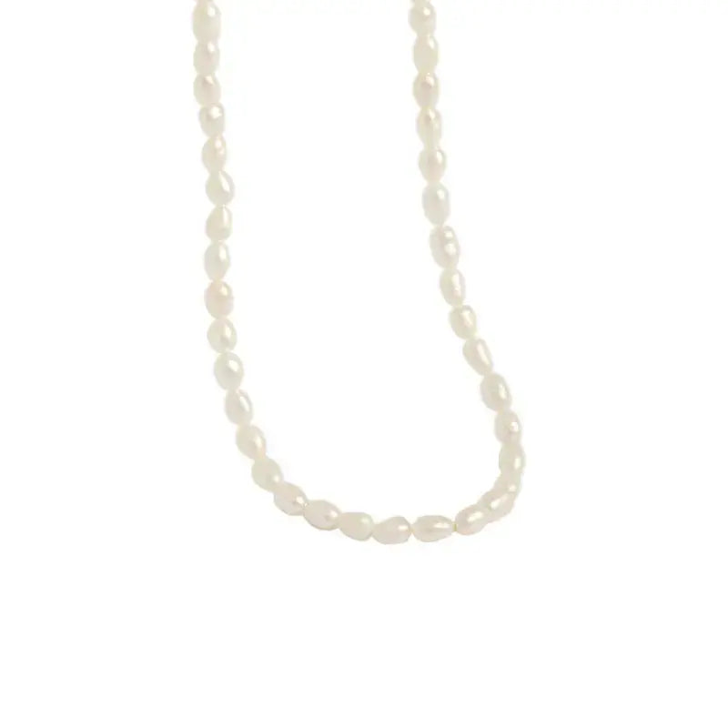 Lovcia Women Natural Pearl Water drop 925 Sterling Silver Necklace-Necklaces-Rhodium-Rhodium