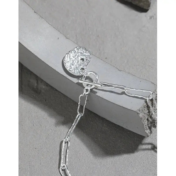 Lovcia Women OT Lotus Leaf 925 Sterling Silver Necklace-Necklaces-Rhodium-Rhodium