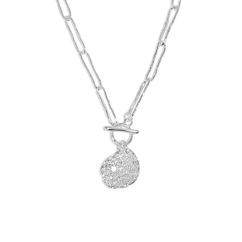 Lovcia Women OT Lotus Leaf 925 Sterling Silver Necklace-Necklaces-Rhodium-Rhodium