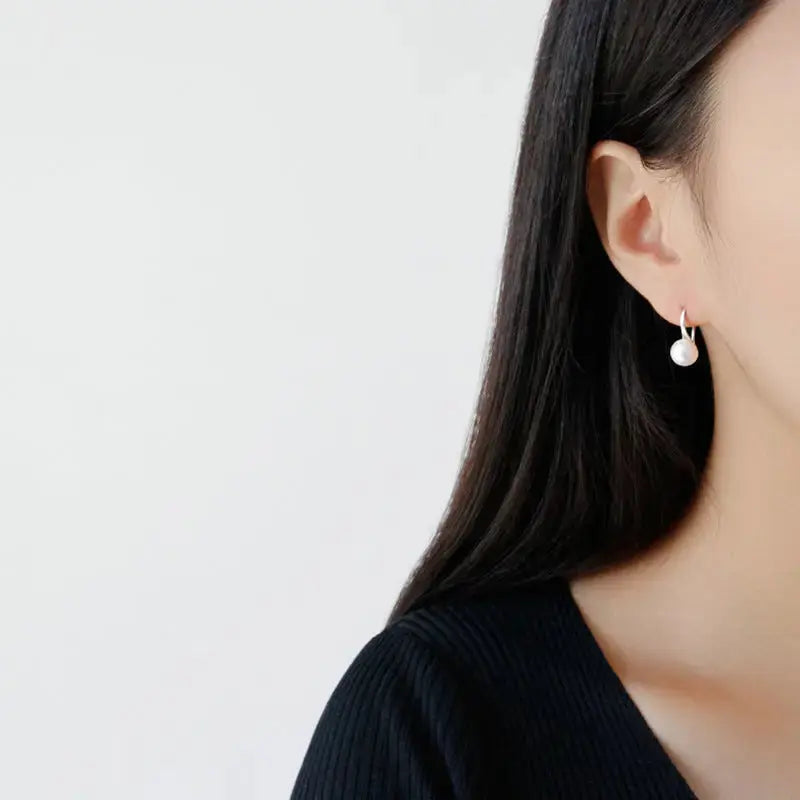 Lovcia Women Round Natural Pearl 925 Sterling Silver Dangling Earrings-Earrings-Rhodium-Rhodium