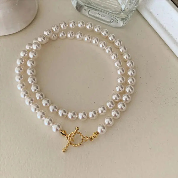 Lovcia Women Round Natural Pearls OT 925 Sterling Silver Necklace-Necklaces-10mm Natural Pearls-10mm Natural Pearls