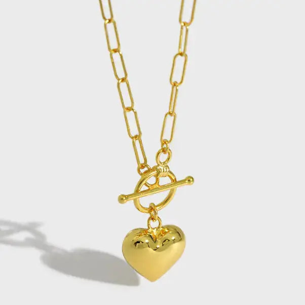 Lovcia Women Simple Love Heart OT 925 Sterling Silver Necklace-Necklaces-Rhodium-Rhodium