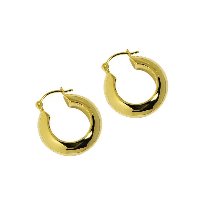 Lovcia Women Simple Round Circle 925 Sterling Silver Hoop Earrings-Earrings-Rhodium-Rhodium