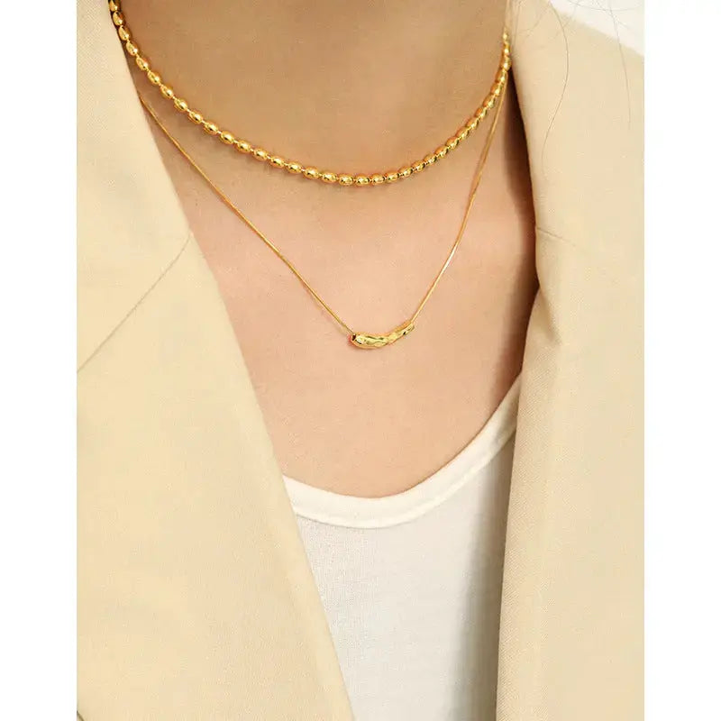 Lovcia Women Snake Chain Irregular Waterdrop 925 Sterling Silver Necklace-Necklaces-Rhodium-Rhodium