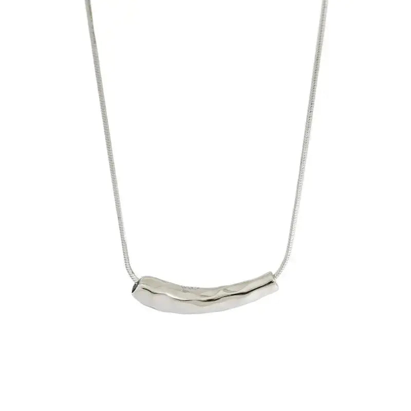 Lovcia Women Snake Chain Irregular Waterdrop 925 Sterling Silver Necklace-Necklaces-Rhodium-Rhodium