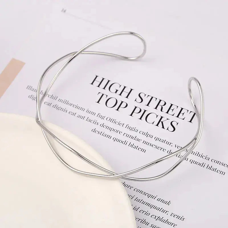 Lovcia Women's Elegant Gold-Plated Minimalist Twisted Open Bangle Bracelet-Bracelets-Gold-Gold