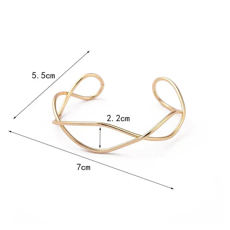 Lovcia Women's Elegant Gold-Plated Minimalist Twisted Open Bangle Bracelet-Bracelets-Gold-Gold