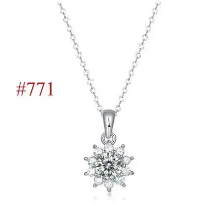 LOVCIA Elegant Six Claw V Shape Moissanite CZ 925 Sterling Silver Necklace