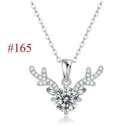 LOVCIA Elegant Six Claw V Shape Moissanite CZ 925 Sterling Silver Necklace