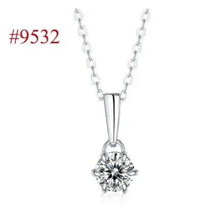 LOVCIA Elegant Six Claw V Shape Moissanite CZ 925 Sterling Silver Necklace
