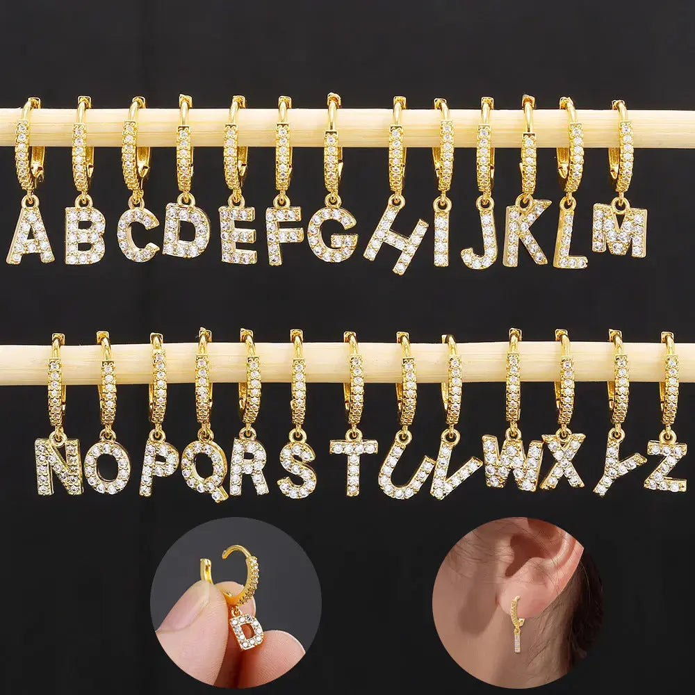 LOVCIA Elegant Letter Earrings: Stylish Fashion Jewelry for Women - Gold Plated