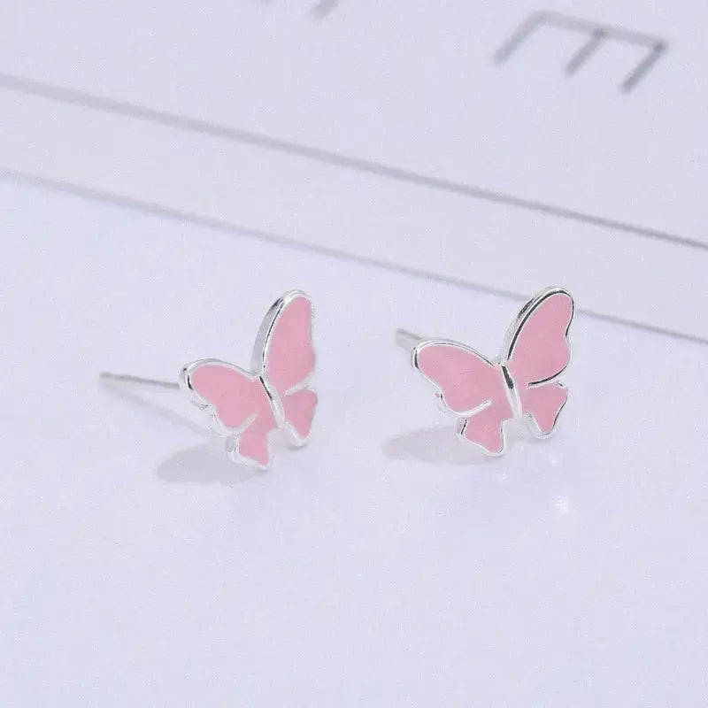 LOVCIA Enchanting Sterling Silver Butterfly Stud Earrings: Embrace Fashion with Little Cute Accents