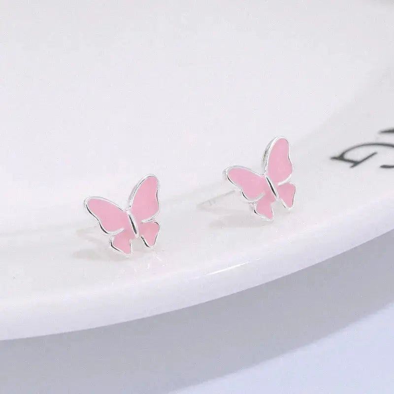 LOVCIA Enchanting Sterling Silver Butterfly Stud Earrings: Embrace Fashion with Little Cute Accents