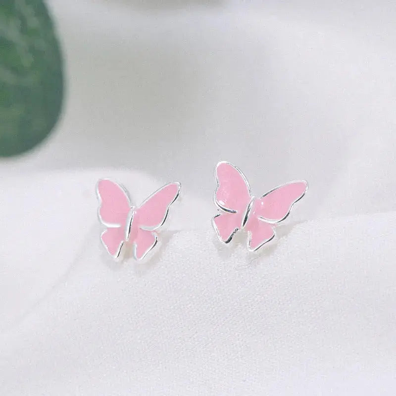 LOVCIA Enchanting Sterling Silver Butterfly Stud Earrings: Embrace Fashion with Little Cute Accents