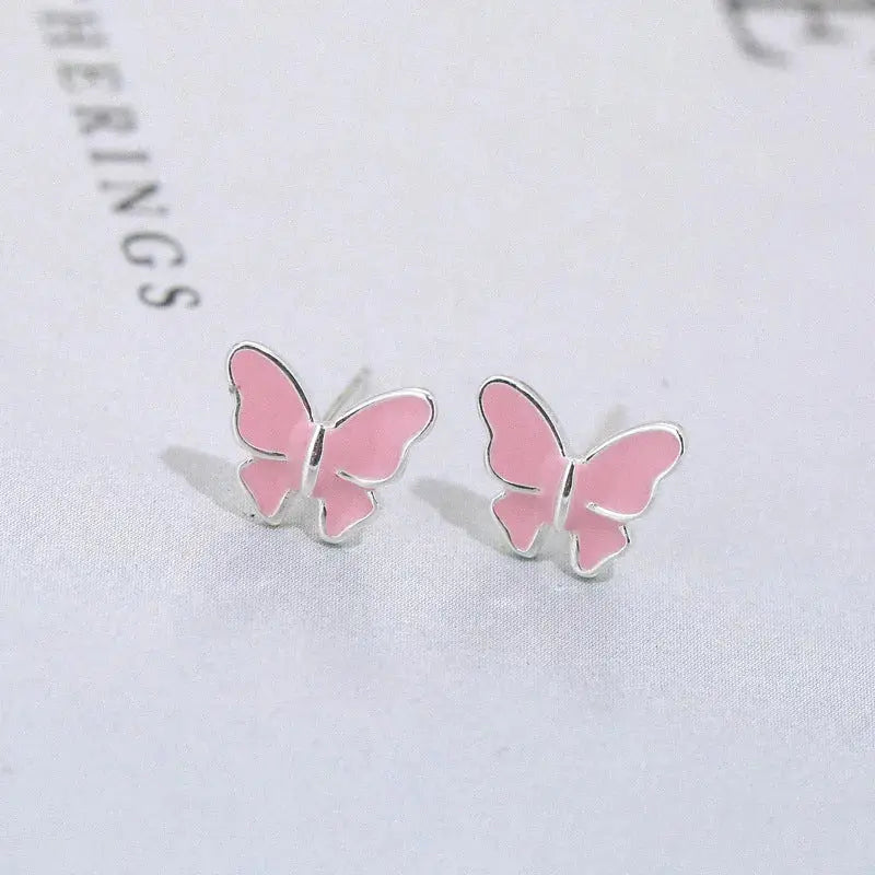 LOVCIA Enchanting Sterling Silver Butterfly Stud Earrings: Embrace Fashion with Little Cute Accents
