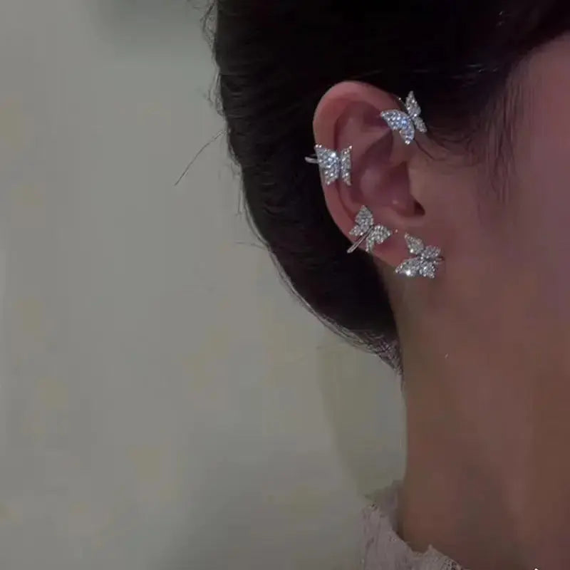 LOVCIA Fashion Earring Butterfly Ear Clip And Ear Hook Jewelry