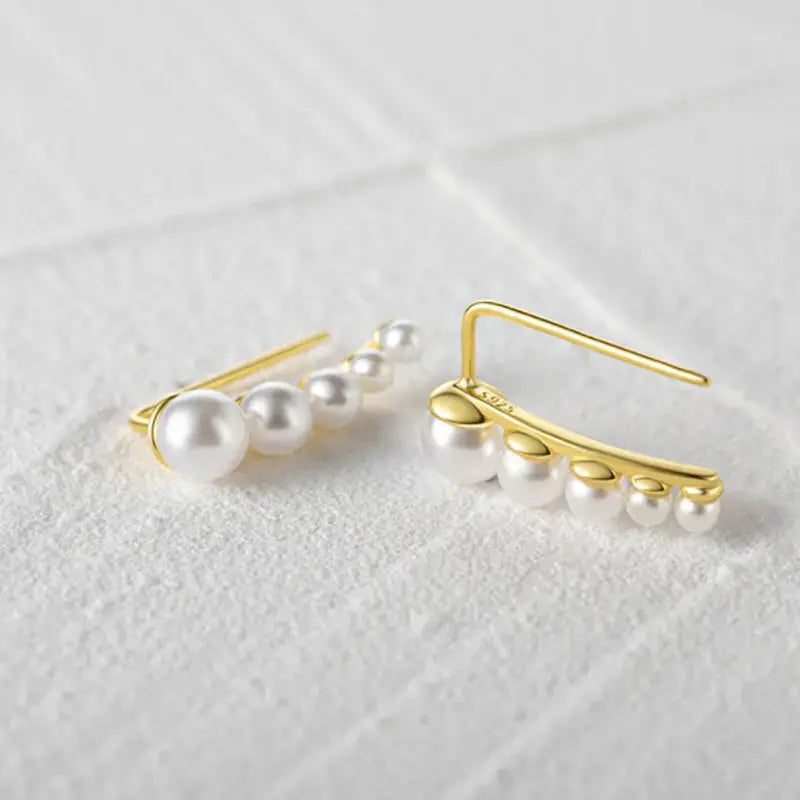 LOVCIA Graduated Pearl Cascade S925 Sterling Silver Stud Earrings