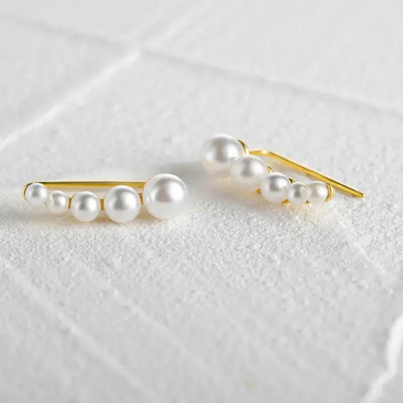 LOVCIA Graduated Pearl Cascade S925 Sterling Silver Stud Earrings