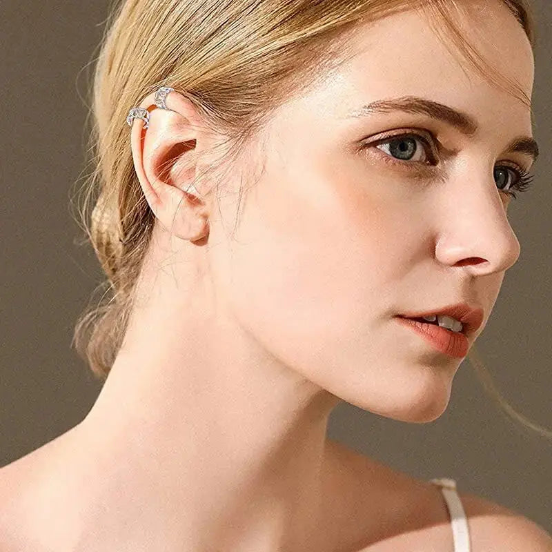 LOVCIA Eternal Love Heart Ear Cuff - Sterling Silver Clips Earrings with Adjustable Engraving