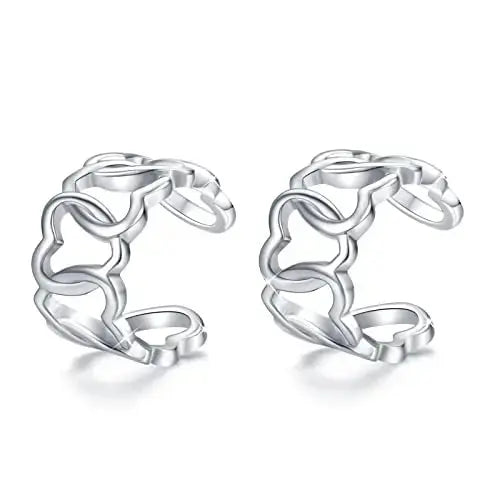 LOVCIA Eternal Love Heart Ear Cuff - Sterling Silver Clips Earrings with Adjustable Engraving