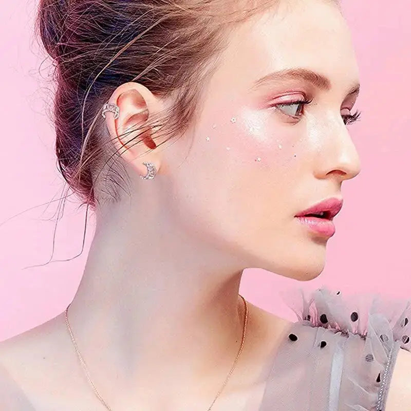 LOVCIA Eternal Love Heart Ear Cuff - Sterling Silver Clips Earrings with Adjustable Engraving