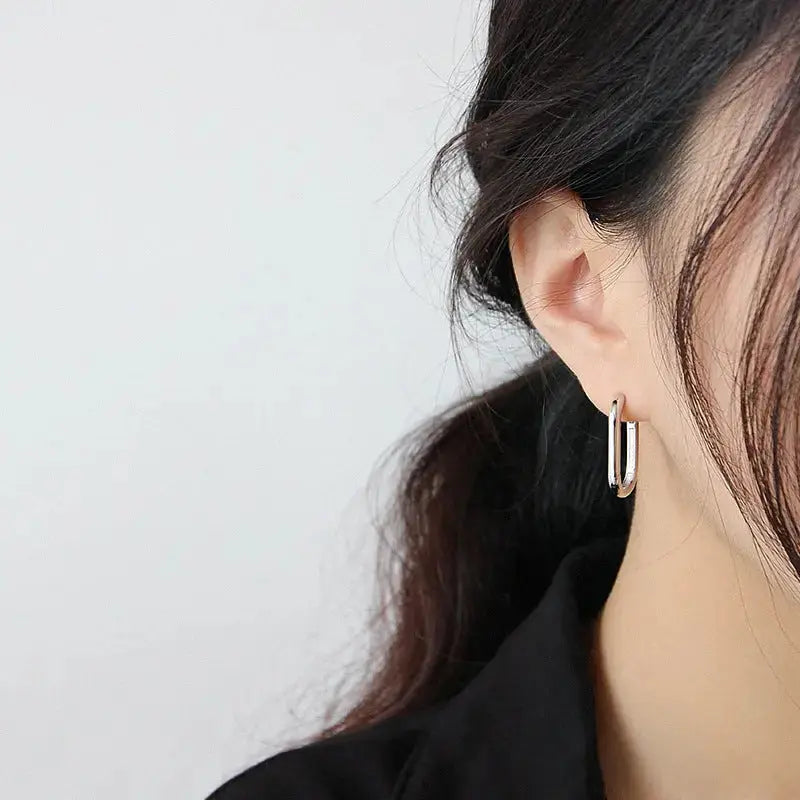 LOVCIA Fashion New Geometry U Shape 925 Sterling Silver Hoop Earrings
