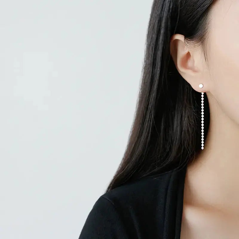 LOVCIA Elegant Flat Beads 925 Sterling Silver Dangling Earrings