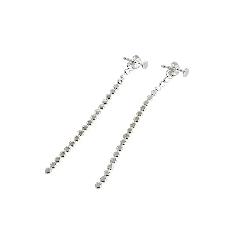 LOVCIA Elegant Flat Beads 925 Sterling Silver Dangling Earrings
