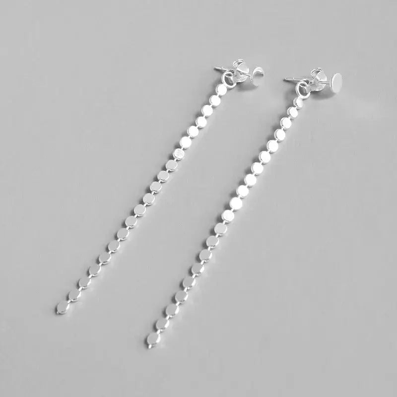 LOVCIA Elegant Flat Beads 925 Sterling Silver Dangling Earrings