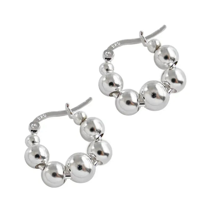 LOVCIA New Bubbles Beads 925 Sterling Silver Hoop Earrings