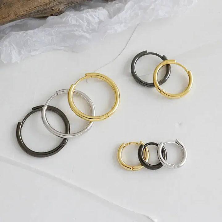 LOVCIA Simple Minimalist Tiny Circle 925 Sterling Silver Huggie Hoop Earrings