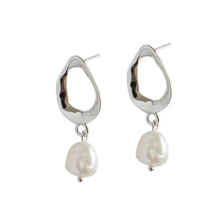 LOVCIA Office Unique Natural Pearl 925 Sterling Silver Dangling Earrings