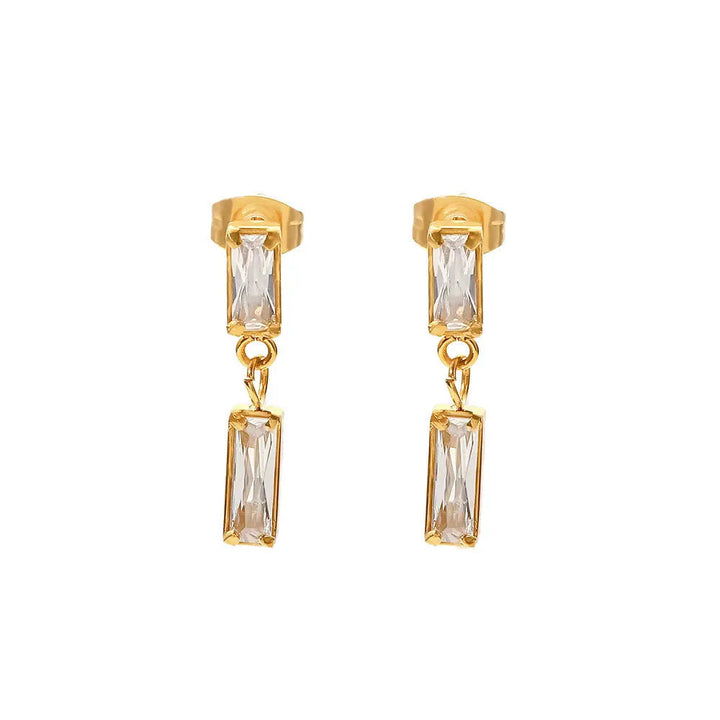 Radiant Rectangle Elegance Women's 18K Gold Plated Earrings LOVCIA