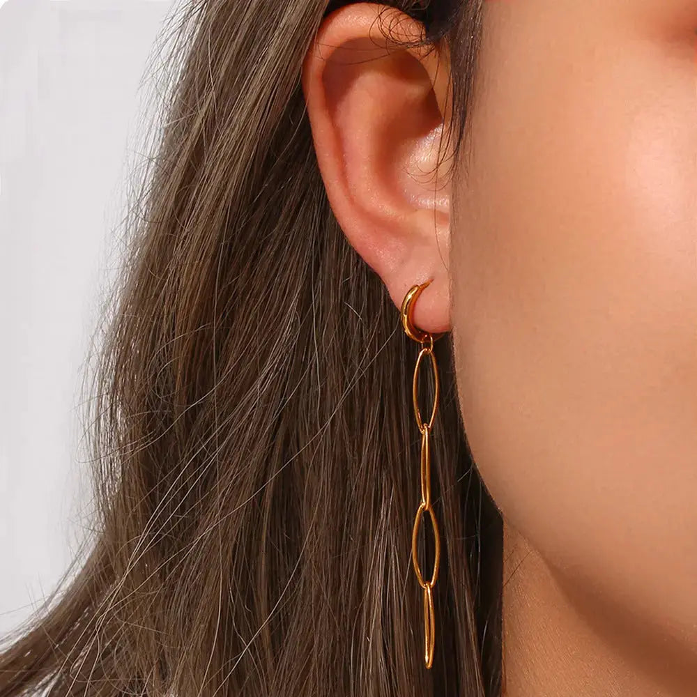 LOVCIA Elegant Geometry Golden Ear Chain, Unleash Your Style Power